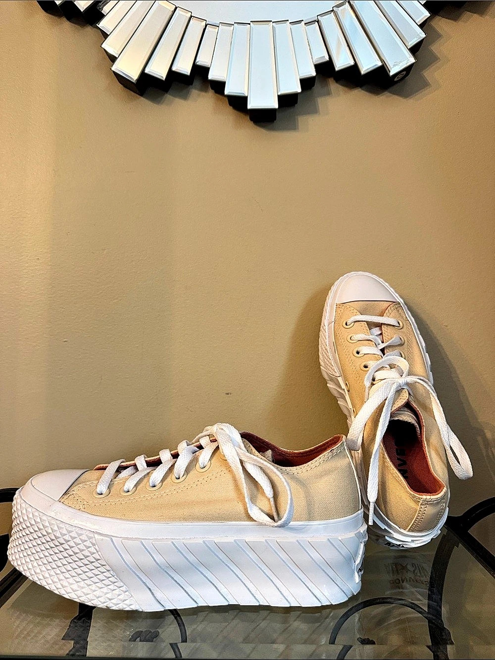 Converse Run Star Legacy CX Low Platform Sneakers Beige & White US 6